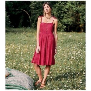 Sezane Juliette Silk Midi Dress Fuschia Tie Straps Buttons Lined Sz FR36 = US 4